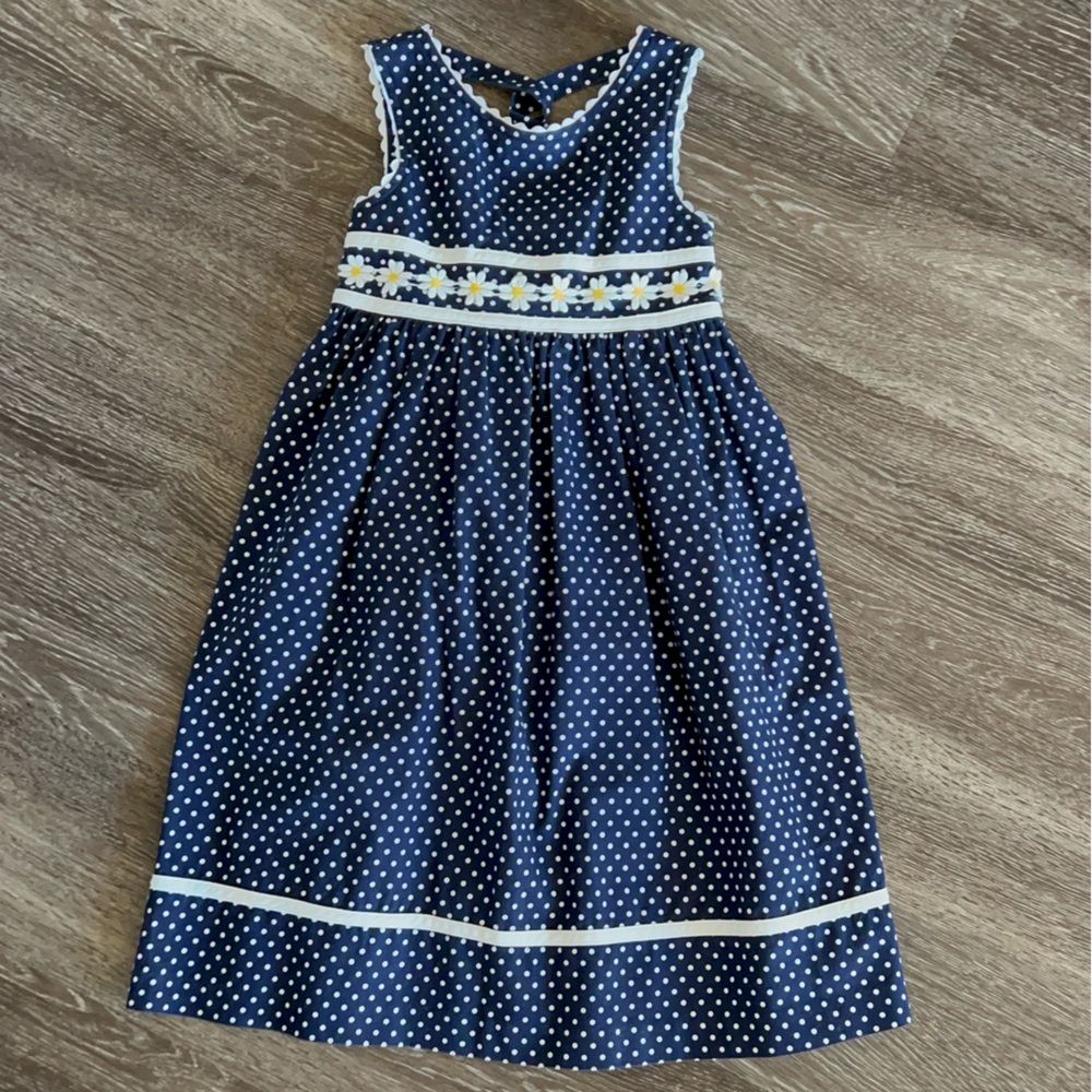 Rare Editions Girls Polkadot Daisy Floral Dress.
